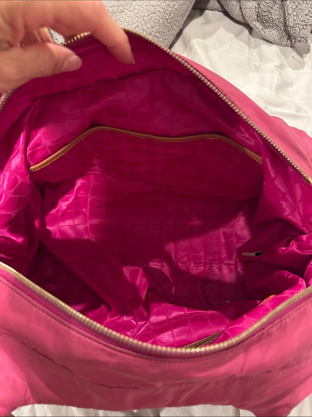 kate spade vintage Quilted Hot Pink and Tan Shoulder bag tote - Picture 8 of 10